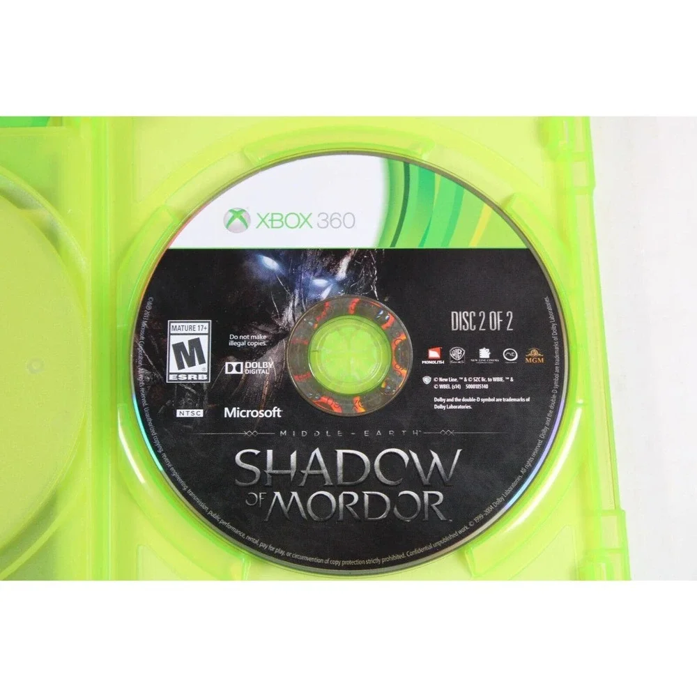 Middle Earth: Shadow of Mordor (Microsoft XBox 360) Authentic, Complete